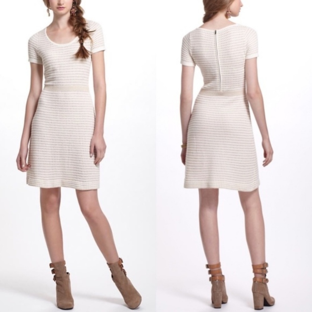 Anthropologie Gilt Grid Sweater Dress Sparrow Knit - Picture 2 of 8